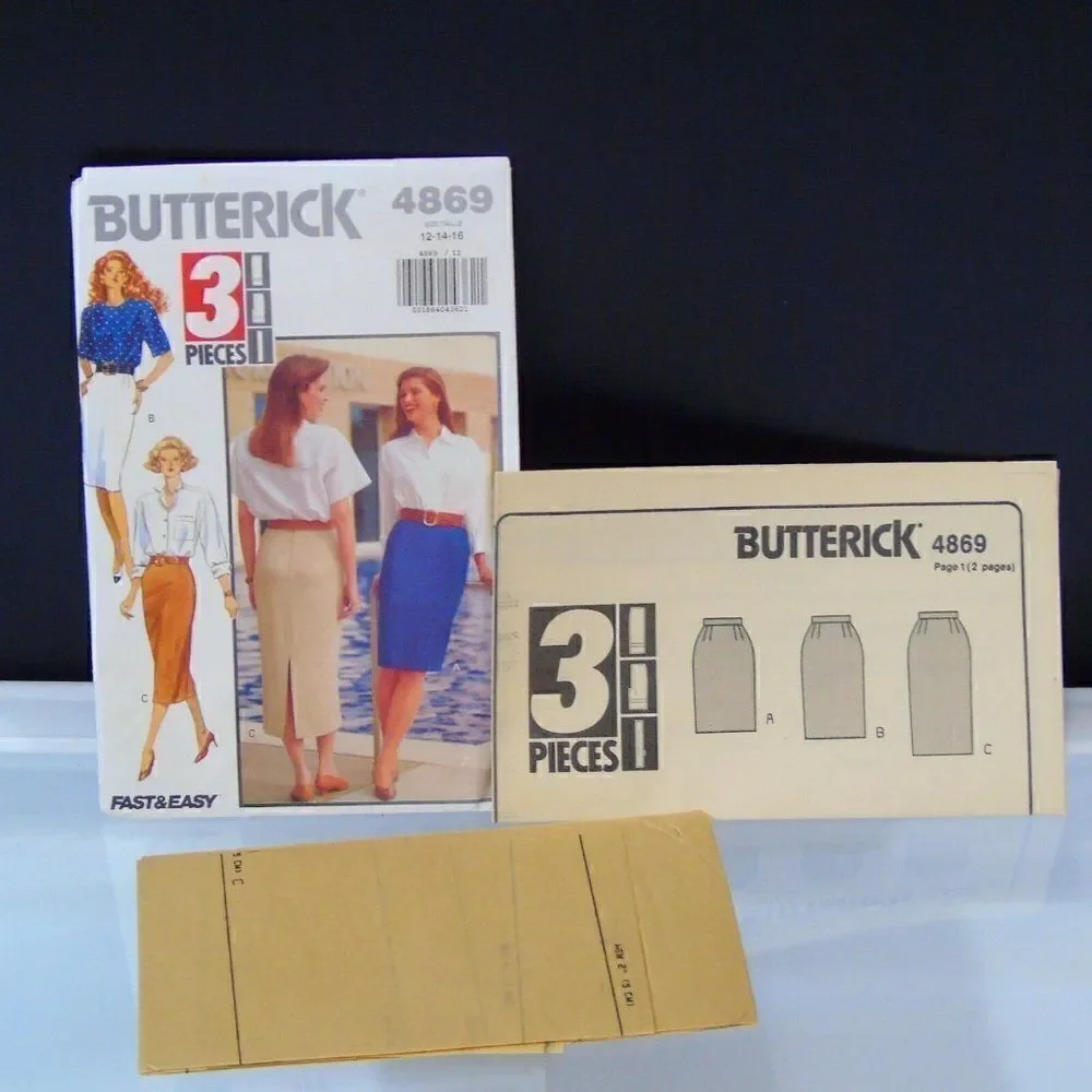 1990 Vintage Butterick 4869 Misses Skirt Pattern